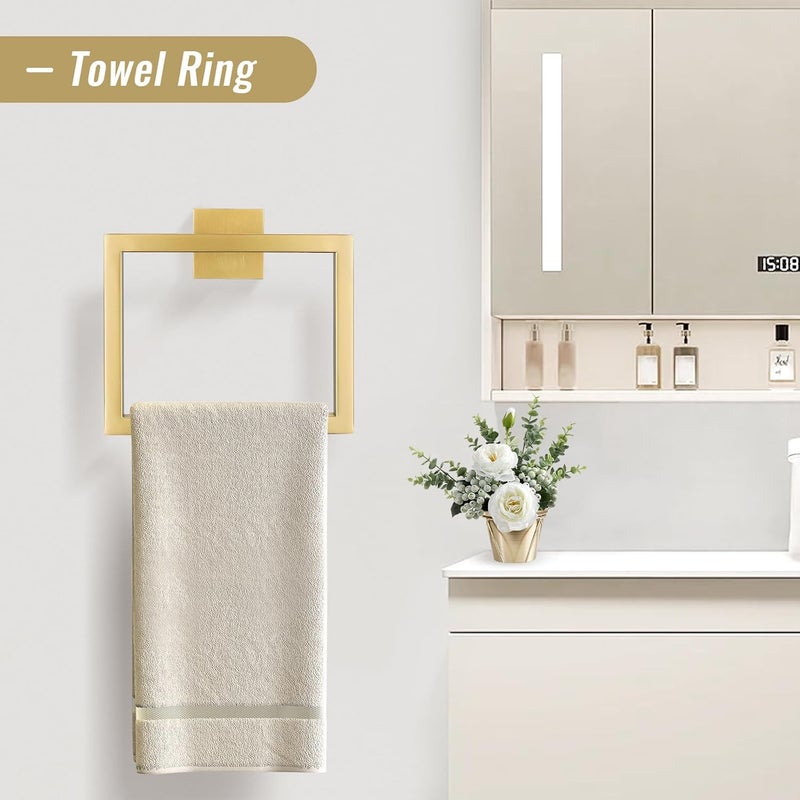 YACVCL Towel Bar Set 10-Piece Brushed Gold Bathroom Hardware Set, Gold Bathroom Accessories Set,23.6 Inch Towel Holder-Towel Racks Set for Bathroom Stainless Steel Wall Mounted - Image 3